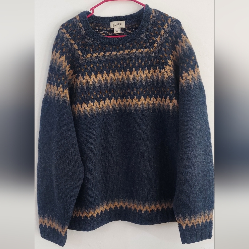 J. Crew Men's Sweater in Navy and Brown Size Xxl